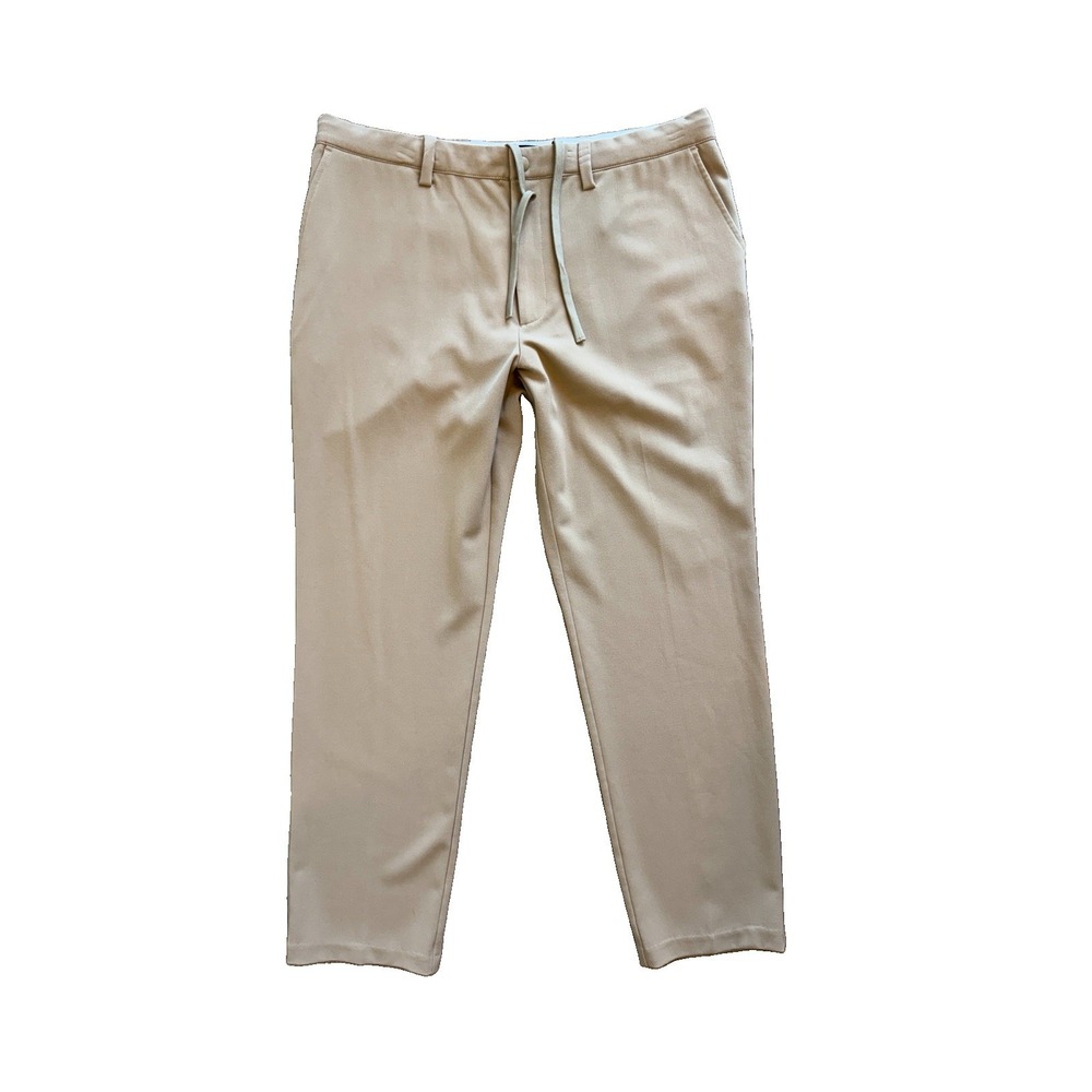 Quince Ultra Stretch 24/7 Smart Chino Pants Mens 36x30 Beige Drawstrings Preppy